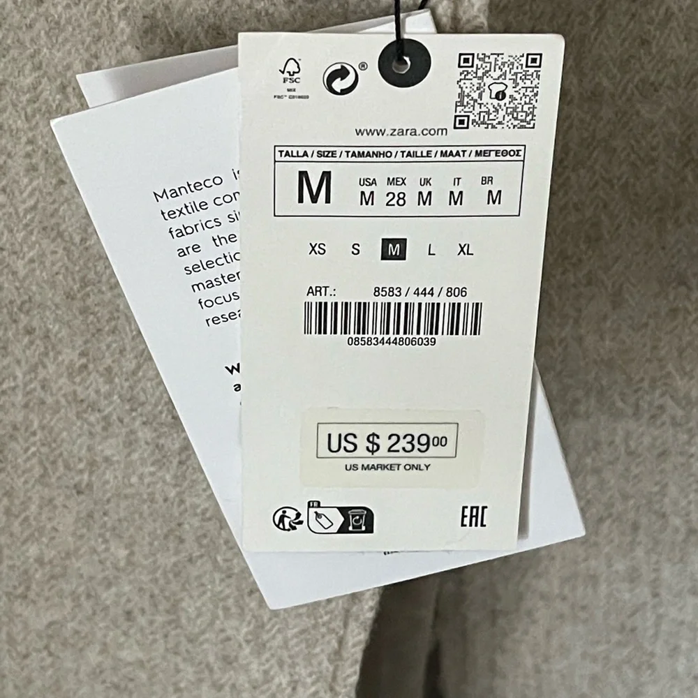 Zara coat- premium fabrics NWT - Picture 6 of 6